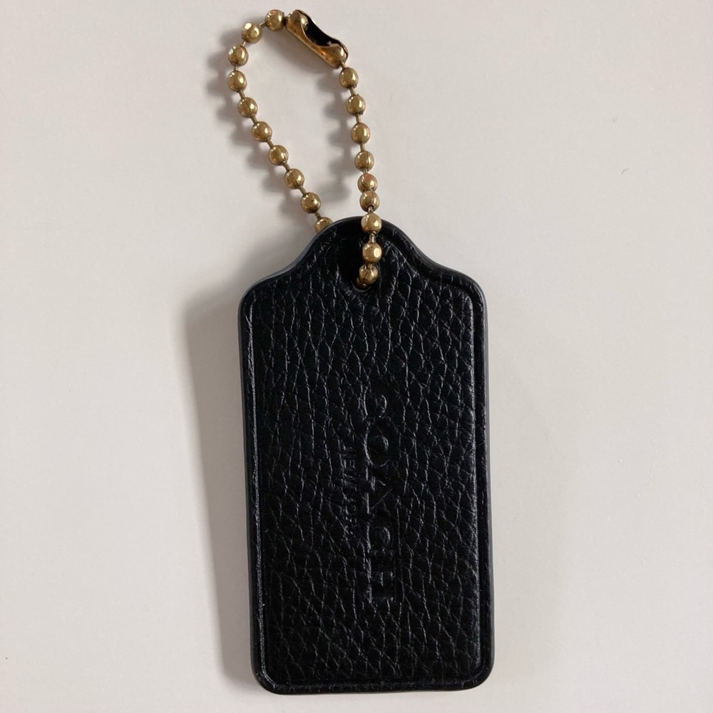 Coach Black Leather Tag Charm